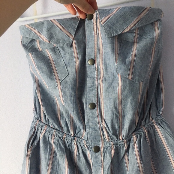 Boho Striped Strapless Shirt dress Small - Picture 4 of 10